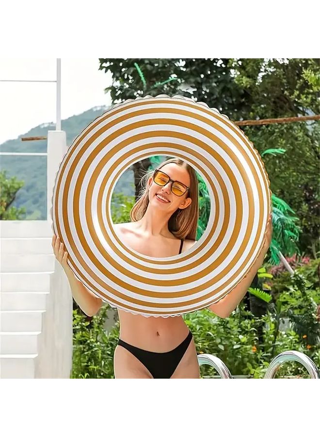 Purple Round Pattern Inflatable Pool Float Retro Striped Design Swimming Beginner Safety Ring - Image 4