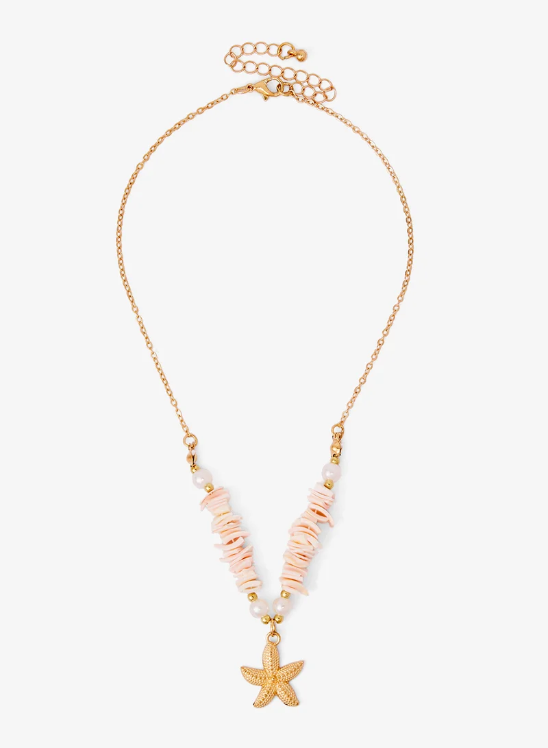 جينجر قلادة شاطئية متعددة الطبقات بتصميم صدف