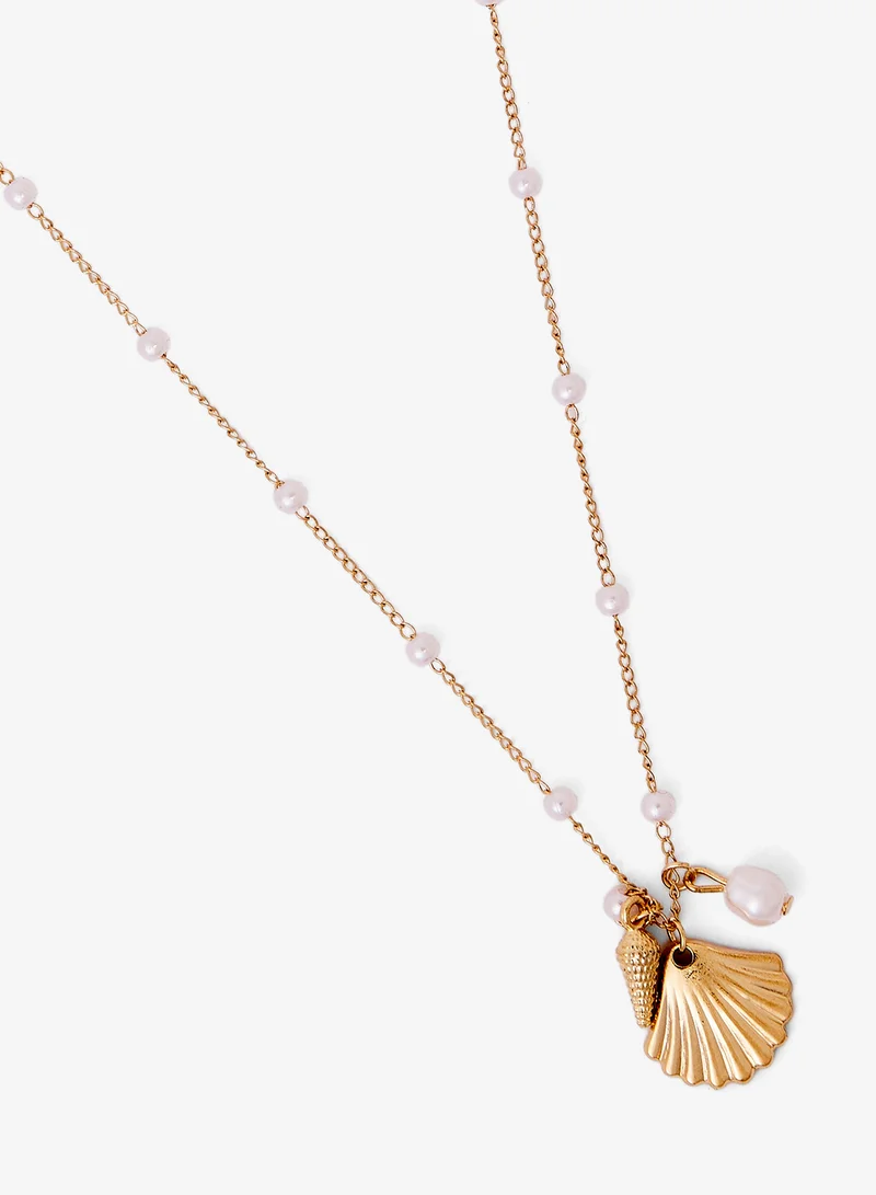 جينجر قلادة شاطئية متعددة الطبقات بتصميم صدف