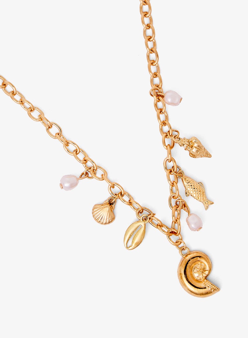 Ginger Seashell Statement Beach Layered Necklace - Image 5