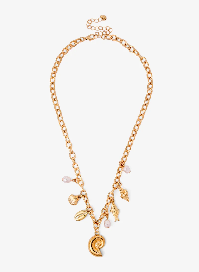 جينجر قلادة شاطئية متعددة الطبقات بتصميم صدف