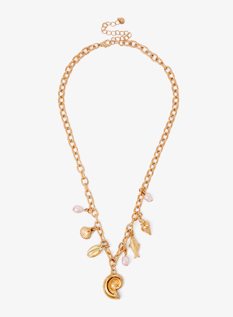 Ginger Seashell Statement Beach Layered Necklace - Image 4