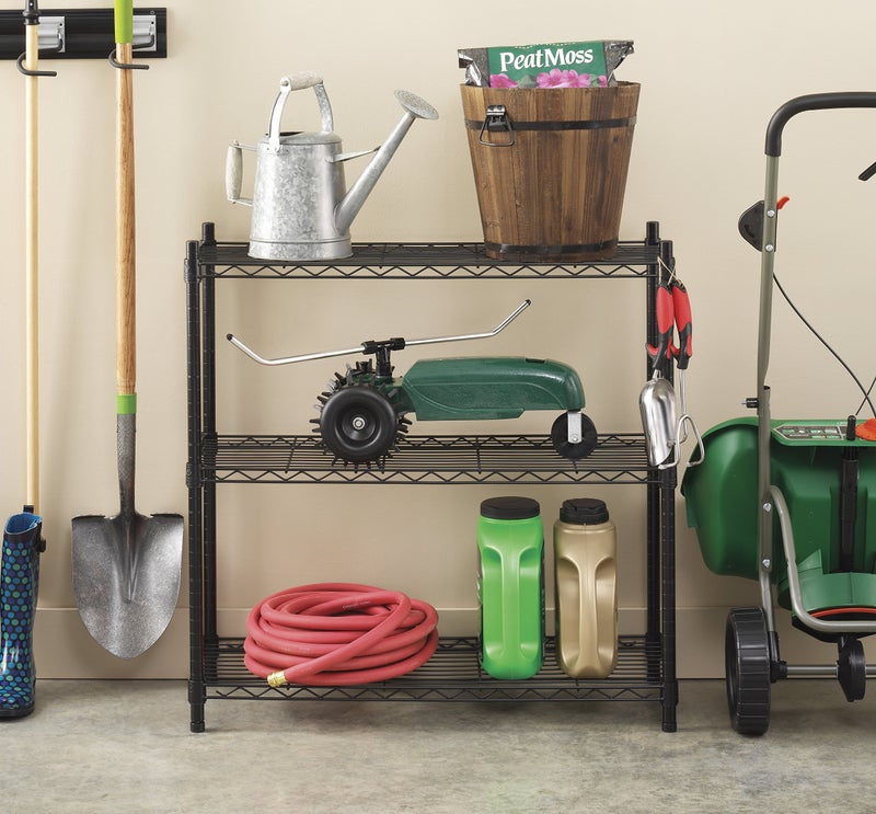 Whitmor 3 Tier Shelving Unit, Metal Storage Shelves, 400 lbs Capacity per Shelf, 1200 lbs Total, Adjustable Heavy Duty Shelf, Easy Assembly for Kitchen, Garage, Plant, 36"L x 14"W x 36"H, Black - Image 2