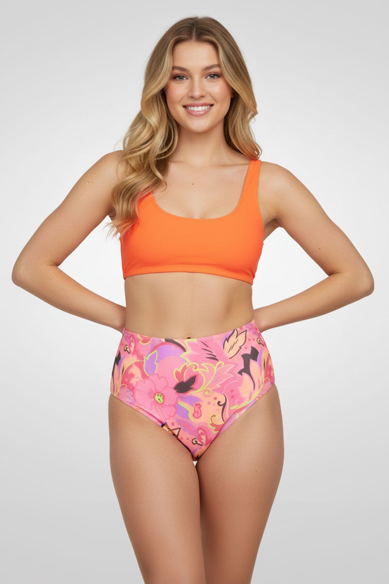 Asos Design Women Floral High Waist Bikini Bottom, Multicolor - Image 1