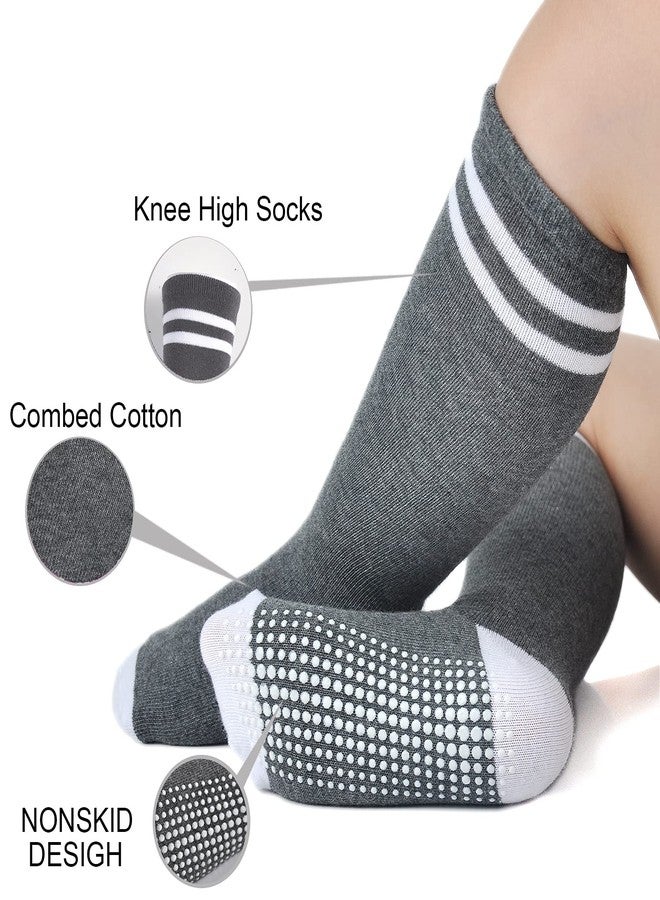EPEIUS Knee High Socks with Non-Slip Grip Toddler Boys Girls Athletic Stripe Team Tube Socks for Soccer, Basketball, Baseball 5 Pairs Pack,12-36 Months - Image 3