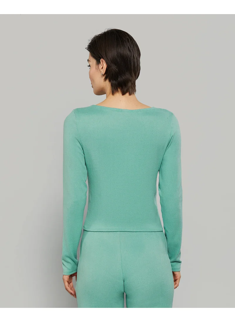 La Senza La Senza Long Sleeve Jersey Wide Scoop Neck Casual Lounge Top