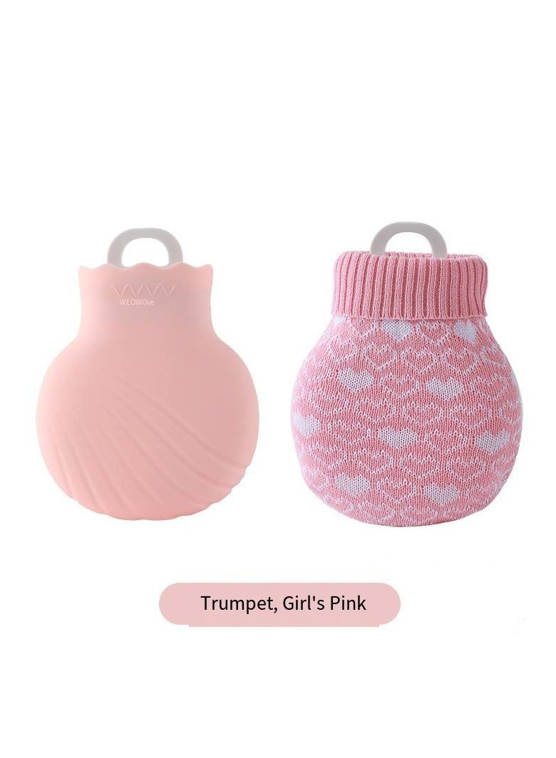 general Mini Hand Warmer, Explosion Proof Shell Hot Water Bag Microwavable Silicone Hot Water Bottle with Knitted Cover for Pain Relief Hot Cold Therapy Hand Feet Warmer, Menstrual Cramps, Hot Compress - Image 1