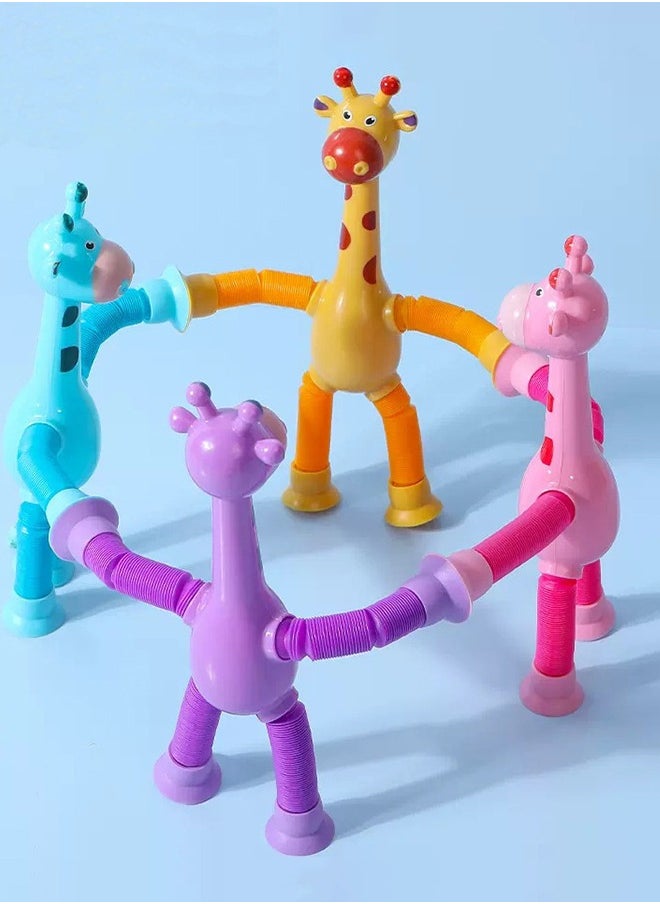 Haidue - 4 PCS Freely Wriggling and Stretchable Giraffe Decompression Toys, Cartoon Glowing Toys, and Interactive Toys for Babies - Image 1