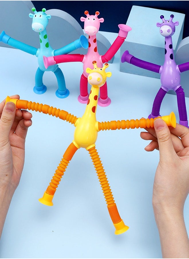 Haidue - 4 PCS Freely Wriggling and Stretchable Giraffe Decompression Toys, Cartoon Glowing Toys, and Interactive Toys for Babies - Image 1