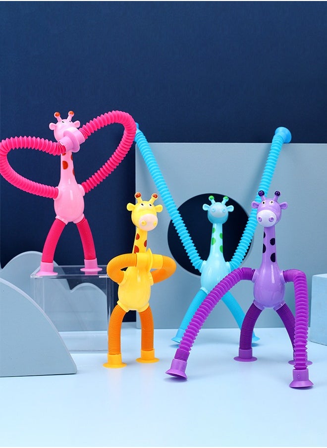 Haidue - 4 PCS Freely Wriggling and Stretchable Giraffe Decompression Toys, Cartoon Glowing Toys, and Interactive Toys for Babies - Image 1