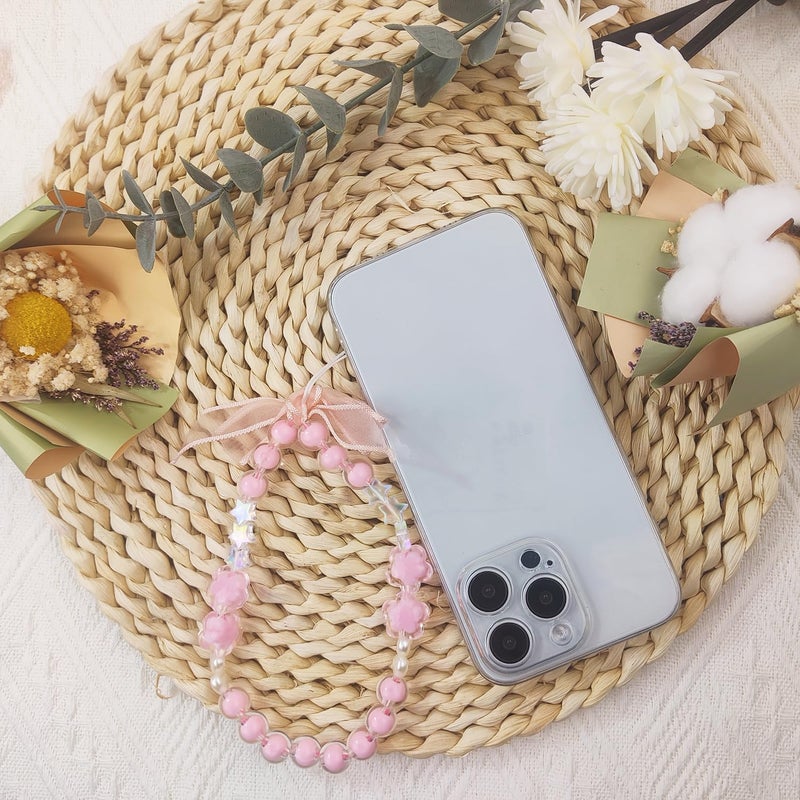 cioatu 4 Pieces Cute Phone Charms Beaded Phone Strap Aesthetic Y2K CellPhone Keychain Cute Bear Butterfly Heart Cool PhoneCharm for Bag Keychain Airpods Camera Pendants Decor (Pink Set) - Image 5