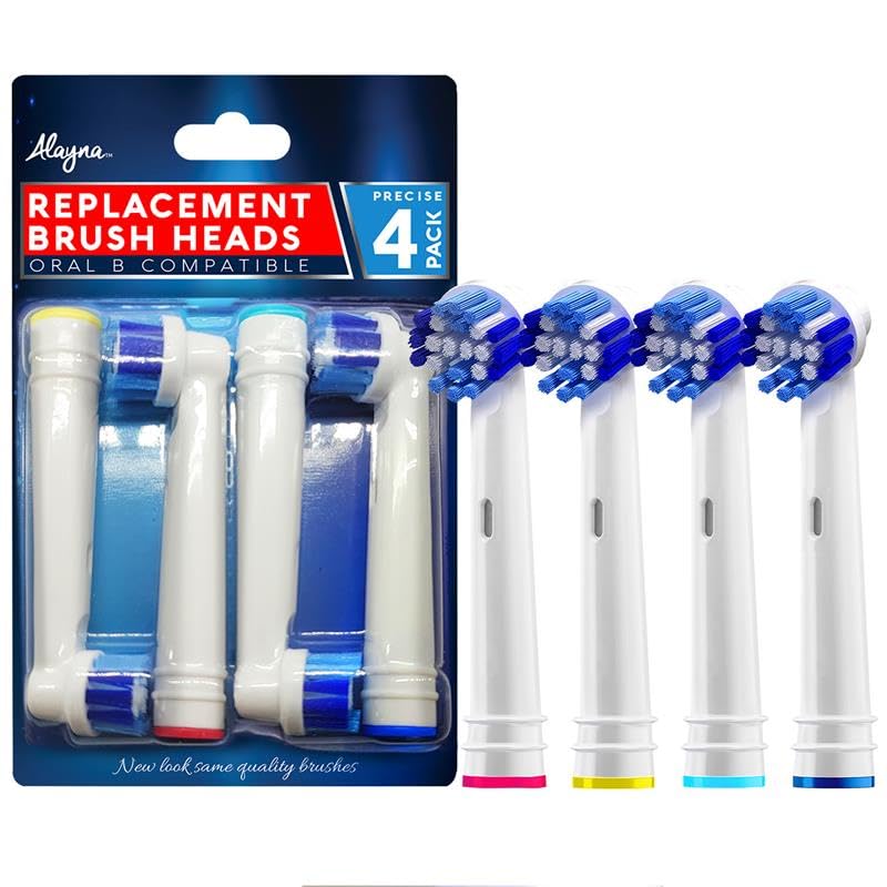 Alayna Replacement Brush Heads Compatible with OralB Braun- Pack of 4 Professional Electric Toothbrush Heads- Precision Refills for Oral-b 7000, Clean, Oral B Pro 1000, 9600, 500, 3000, 8000, Vitality Plus! - Image 2
