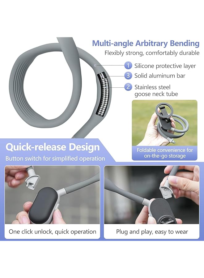 KASTWAVE Neck Phone Holder With Mount For Gopro And Universal Phone Clip, 3In1 Magnetic Hand Free Chest Stand Tripod Handfree Vlog Pov Recording - Image 3