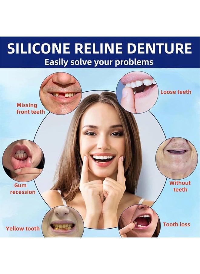 Hoygi Silicone Reline Denture Set, Temporary False Teeth, Denture Silicone Reline Kit For Dentures, Soft Denture Reline Kit For Men And Women, Unisex Denture Reline Kit Is Suitable For Securing Upper And Lower Dentures - Image 4