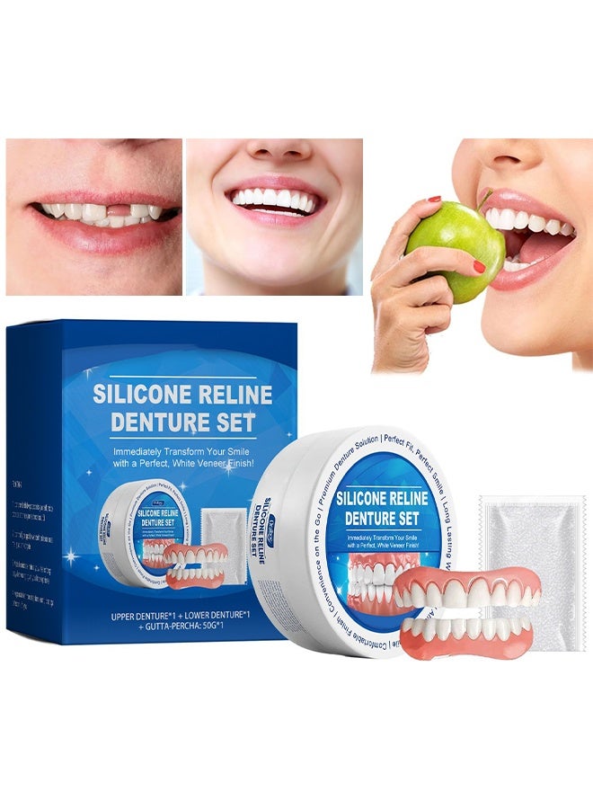Hoygi Silicone Reline Denture Set, Temporary False Teeth, Denture Silicone Reline Kit For Dentures, Soft Denture Reline Kit For Men And Women, Unisex Denture Reline Kit Is Suitable For Securing Upper And Lower Dentures - Image 1