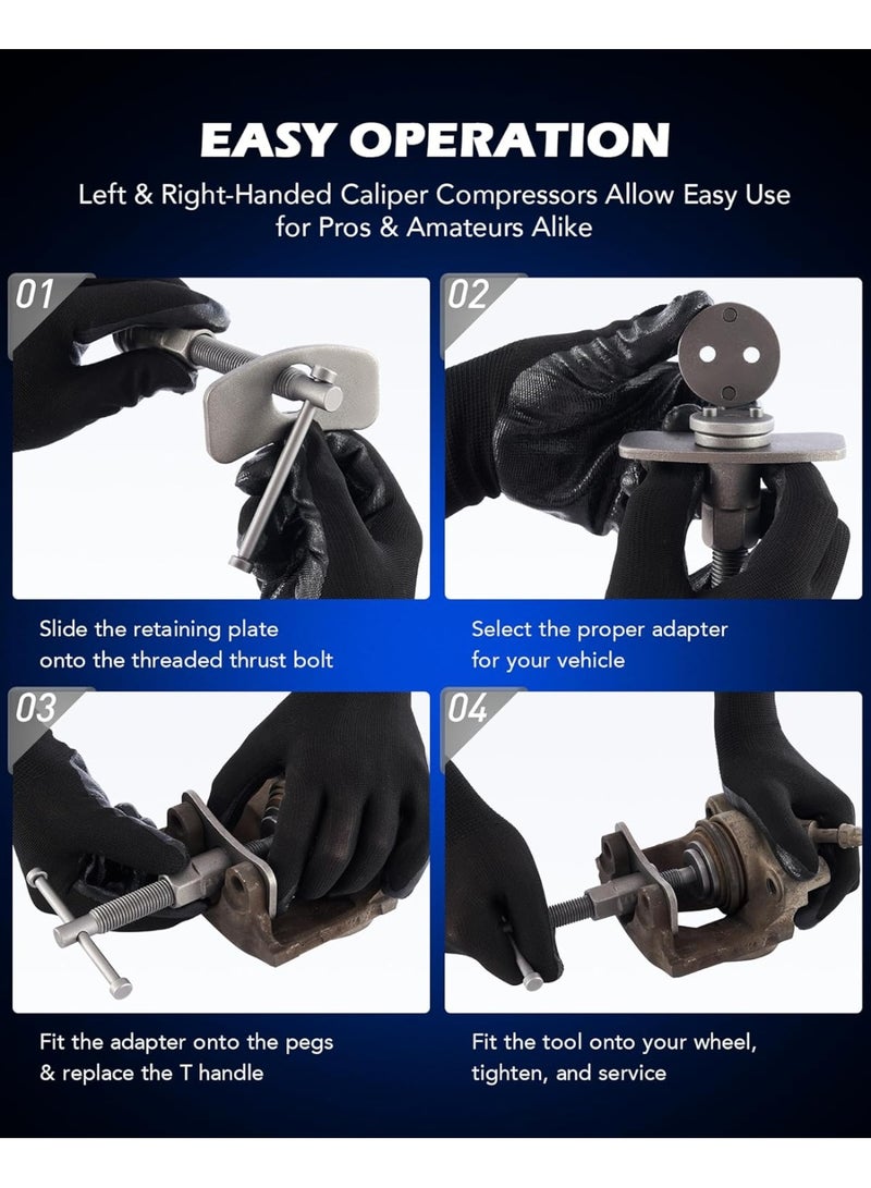 Brake Caliper Wind Back Tool Kit, 22pc Brake Caliper Compression Tool Set with Thrust Bolt Assemblies Retaining Plates 18 Disc Adapters, Caliper Tool with Case, Black - Image 4