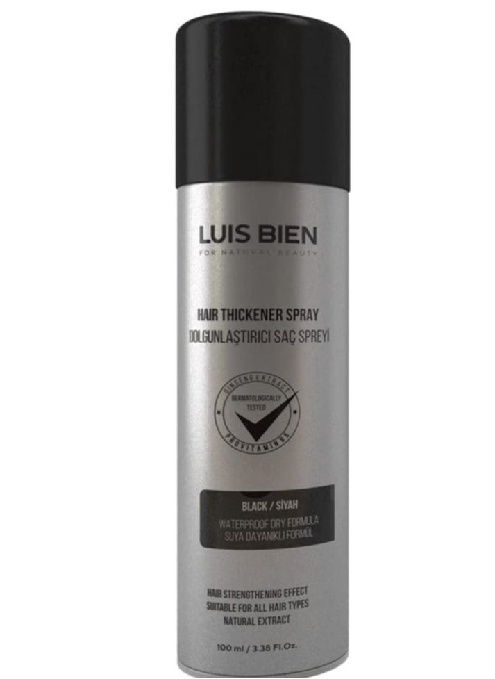 LUIS BIEN Luis Bien Hair Thickening Spray Hair Fiber for Men Women Hair Building Fibers  Full and Thick Hair Instantly Undetectable Water Resistant Formula Hair Fiber (black)  100 ML  - Image 1