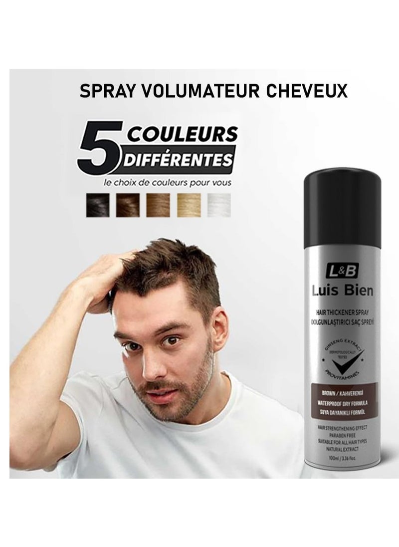 LUIS BIEN Luis Bien Hair Thickening Spray Hair Fiber for Men Women Hair Building Fibers  Full and Thick Hair Instantly Undetectable Water Resistant Formula Hair Fiber (black)  100 ML  - Image 2