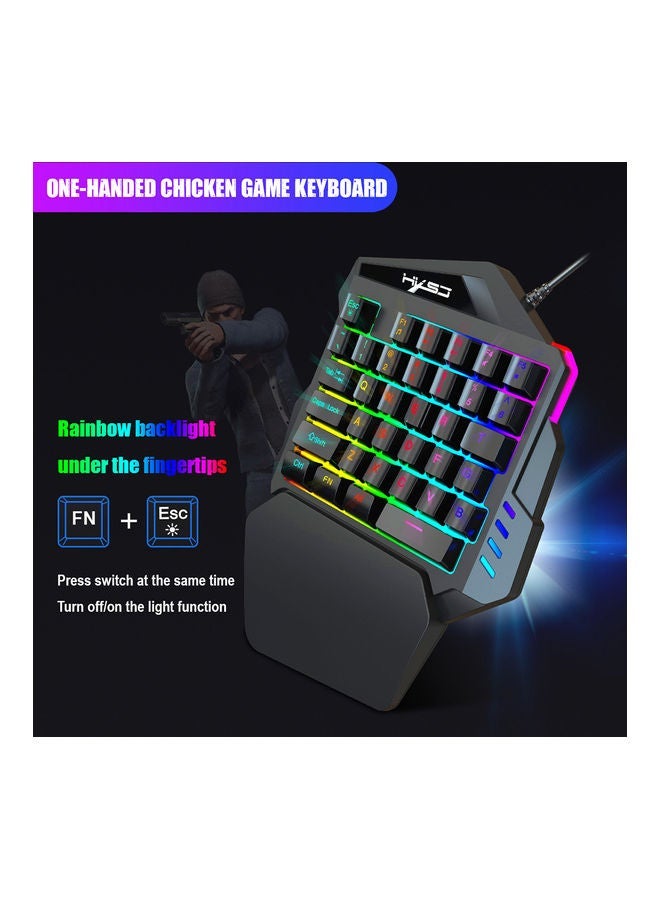 NIBEMINENT Wired RGB Gaming Mouse And Single-hand Keyboard With Portable Converter Black  - Image 3