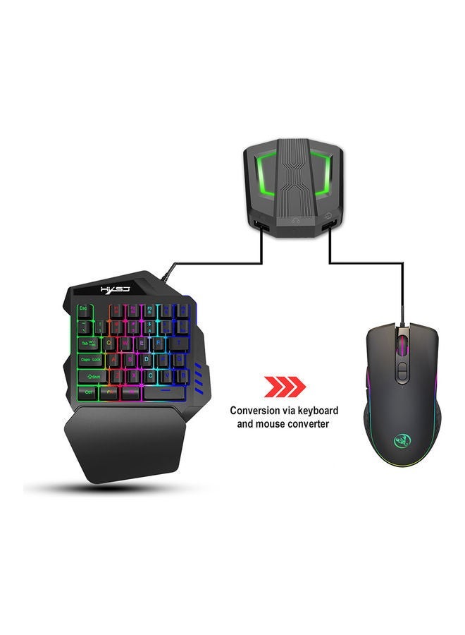 NIBEMINENT Wired RGB Gaming Mouse And Single-hand Keyboard With Portable Converter Black  - Image 2