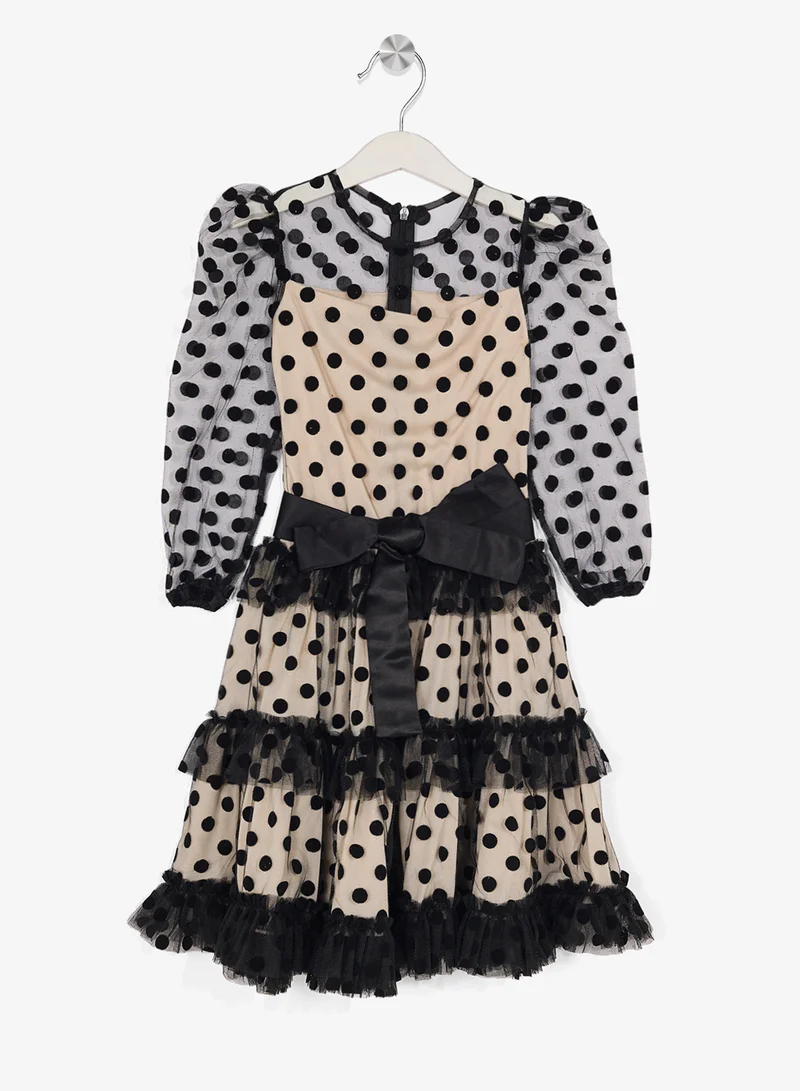 Little Golden Apple Little Polka Dots Tiered Dress