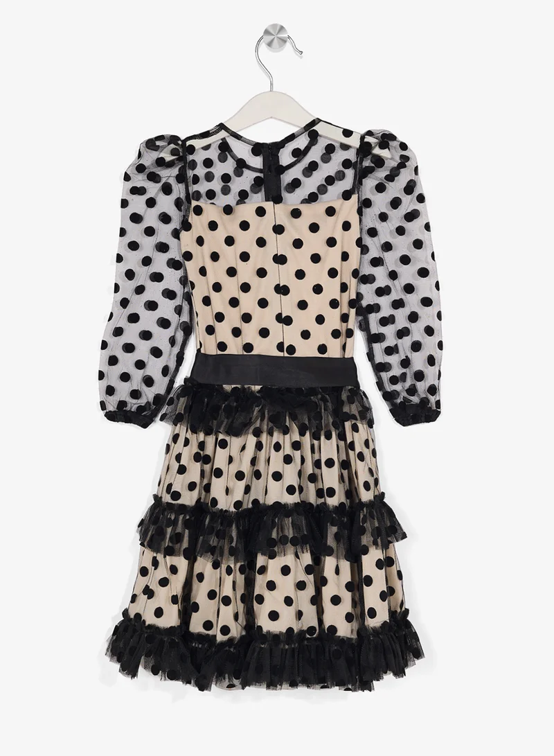 Little Golden Apple Little Polka Dots Tiered Dress