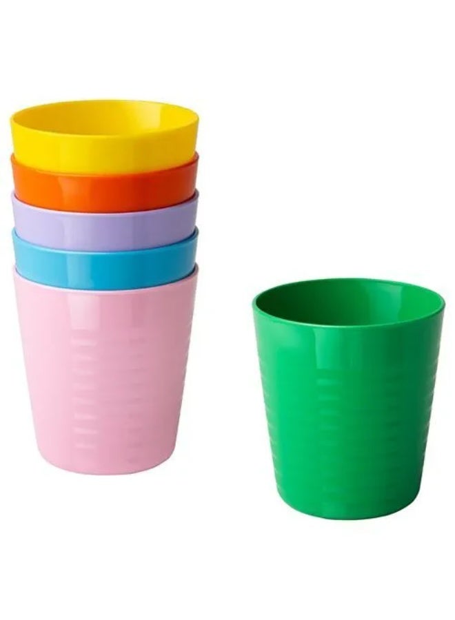 34-piece colorful plastic dinnerware set including bowls, plates, cups, and cutlery - Image 3