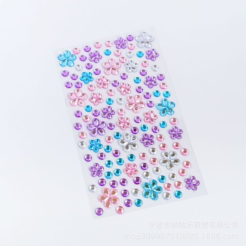 Generic Pearl Diamond Stickers for Kids Face Decoration Light colorful flower diamond stickers (gypsophila style) 