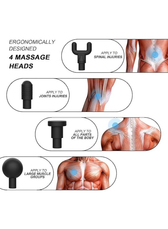 Generic Massage Gun – 6 Speeds with 4 Interchangeable Heads for Deep Tissue Whole-Body Massage – Cordless & Battery Powered - Image 4