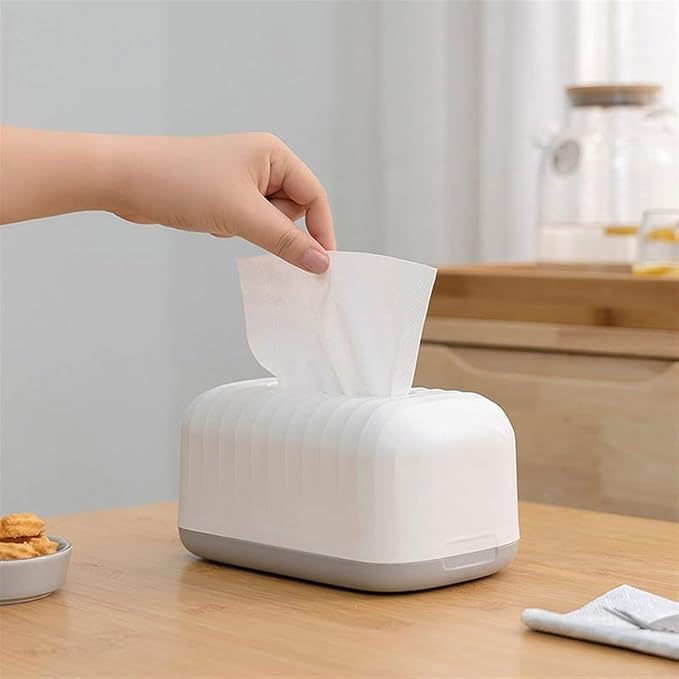 LEVGRY Modern Plastic Tissue Box Holder with Striped Pattern - Elegant Napkin Dispenser for Home, Kitchen, Bedroom, Living Room, Restaurant Decor and Storage - Image 1