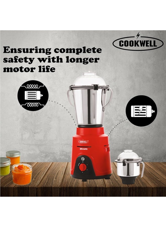 Cookwell Commercial Mixer Grinder 1500 W for Cafes, Restaurants, Hotels, Canteens (2 HP - 2 Jar), Red - Image 3