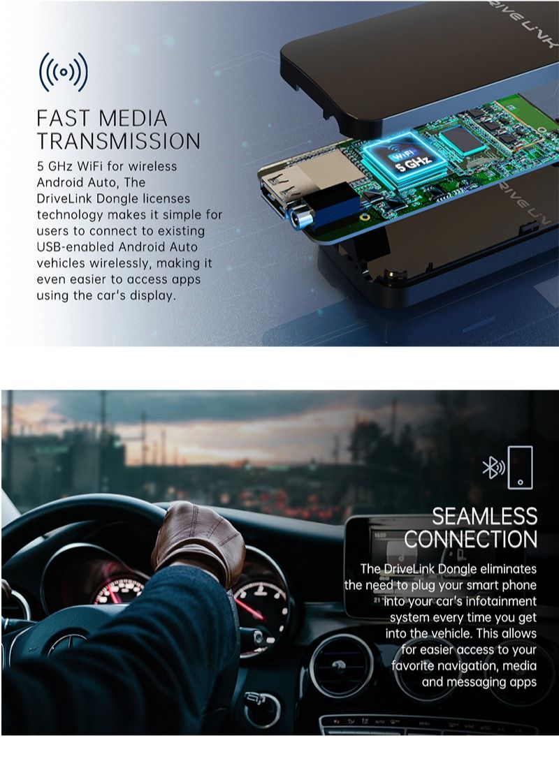 درايف لينك محول Carplay اللاسلكي للهواتف التي تعمل بنظام Android مناسب للسيارات من 2016 إلى 2022 - Image 4