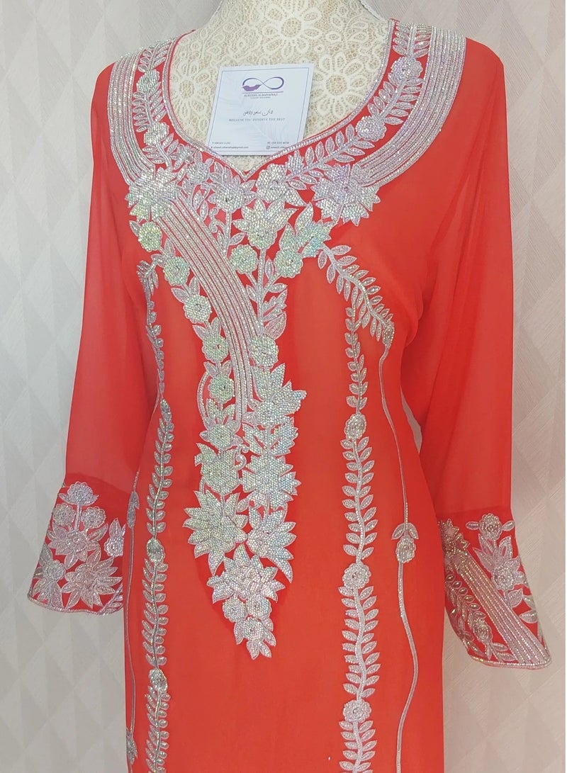 الريش البنفسجي  MUKHAWER DRESSES , MAROON, RED,BLACK - Image 4