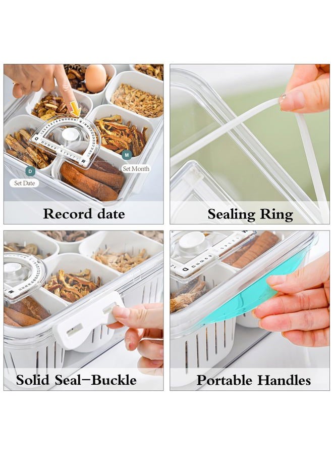 Mano Serving Trays for Party Divided Veggie Tray with Lid Sealed Sectioned Fruit Snack Vegetable Storage with 3 Compartments Snackle Box Charcuterie Container Fridge Organizer - Image 3