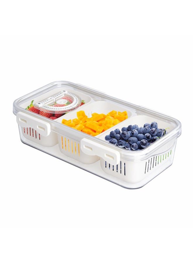 Mano Serving Trays for Party Divided Veggie Tray with Lid Sealed Sectioned Fruit Snack Vegetable Storage with 3 Compartments Snackle Box Charcuterie Container Fridge Organizer - Image 1
