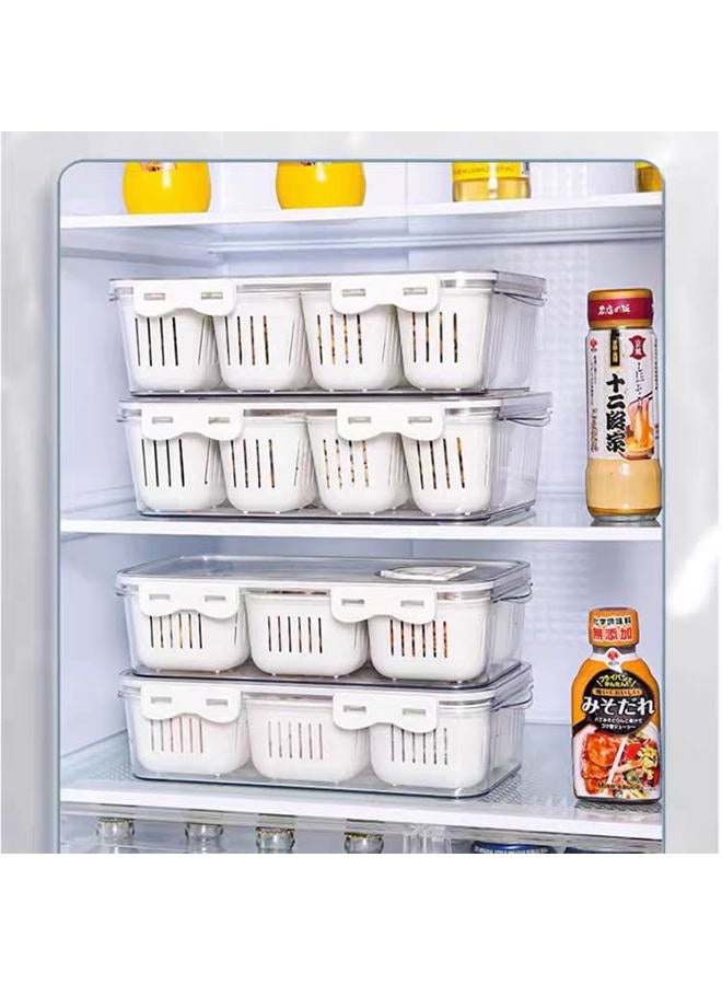 Mano Serving Trays for Party Divided Veggie Tray with Lid Sealed Sectioned Fruit Snack Vegetable Storage with 3 Compartments Snackle Box Charcuterie Container Fridge Organizer - Image 2