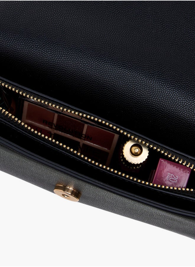 Flora Bella By Shoexpress - Textured Crossbody Bag with Magnetic Flap Closure and Chain Strap - Image 1