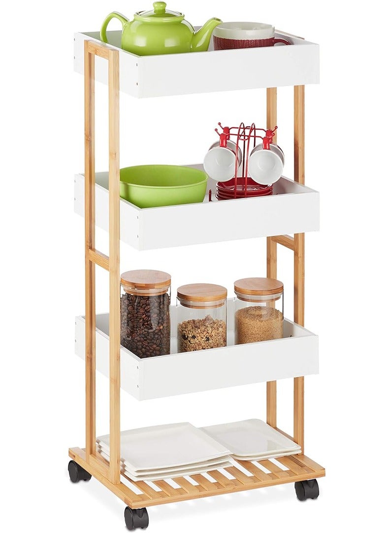 ليفينج أرفف من الخشب المميز وقاعدة خشبية وثلاثة رفوف واسعة باللون الأبيض - Image 5