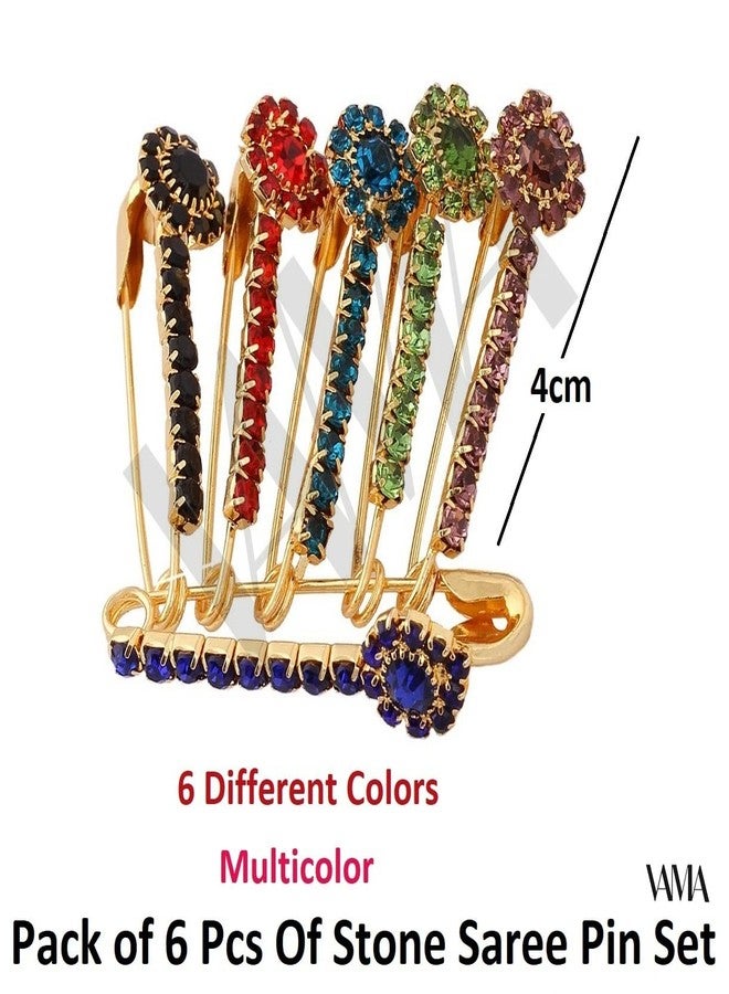 VAMA FASHIONS Multicolour saree pins for sari pleats Pallu Dresses Lehangas for women - Image 4