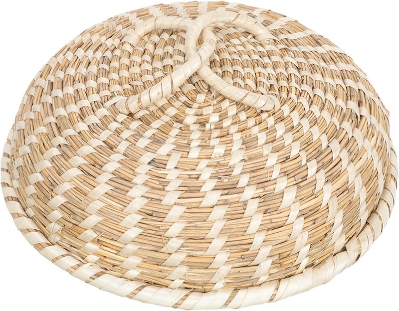 Wooden Pot Lid Protective Cover 26cm Reed Material Anti-overflow Steamer Lid Kitchen Cooking Pot for Household Use - Image 1