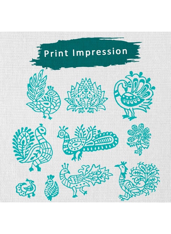 Hashcart Wooden Indian Traditional Design Printing Stamps / Blocks For Printing Saree Border / Dresses / Craft Card Making / Scrapbook / Clay Pottery (Set Of 10)  - Image 3