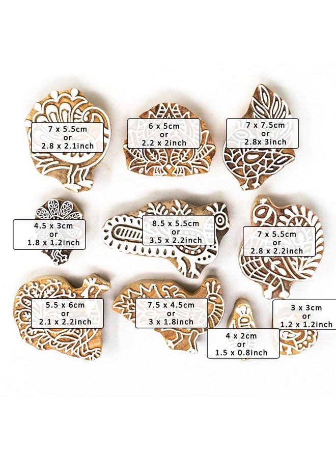 Hashcart Wooden Indian Traditional Design Printing Stamps / Blocks For Printing Saree Border / Dresses / Craft Card Making / Scrapbook / Clay Pottery (Set Of 10)  - Image 4