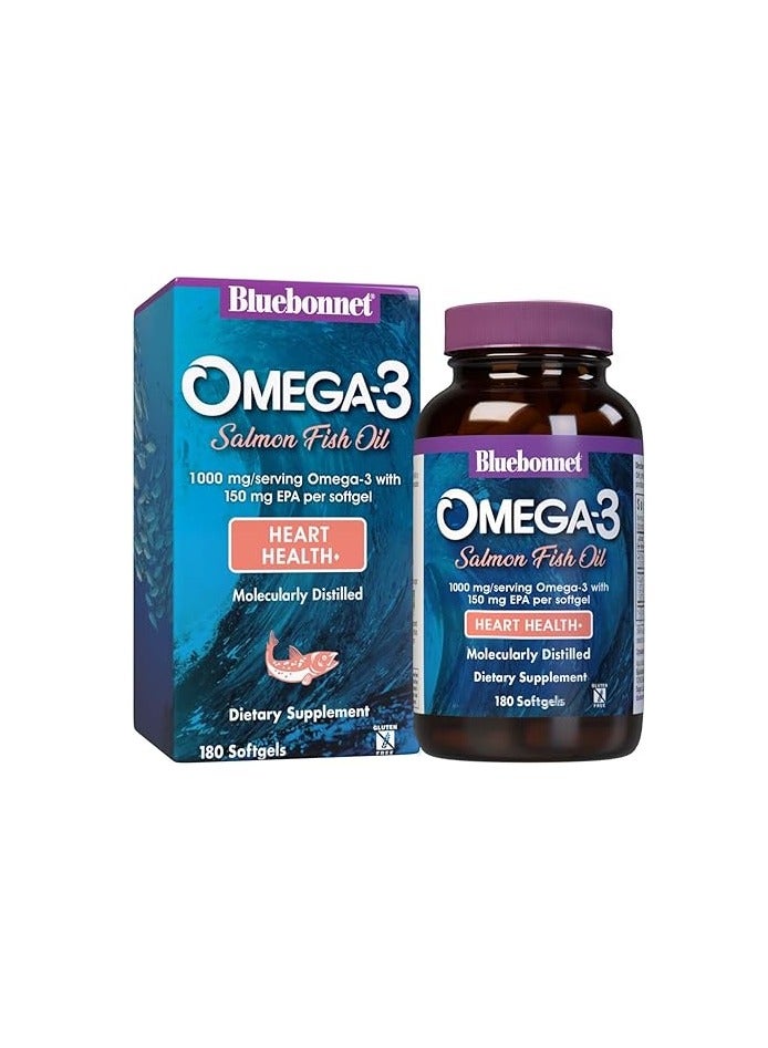 Bluebonnet Natural Omega-3 Salmon Oil Softgels, 180 Count
