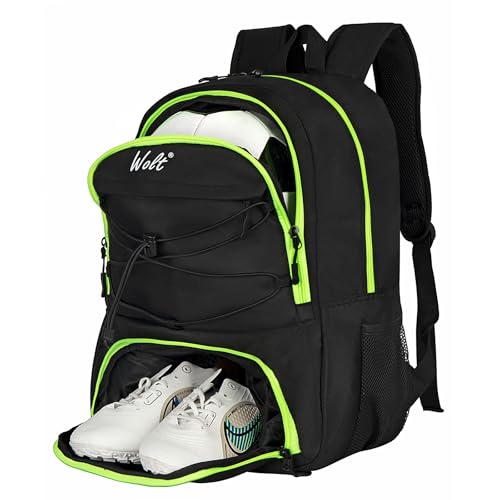 WOLT Soccer Backpack Soccer Bag with Ball Holder Shoes Compartment Sport Equipment Bags For Football Basketball Volleyball Gym LemonGreen - Image 1