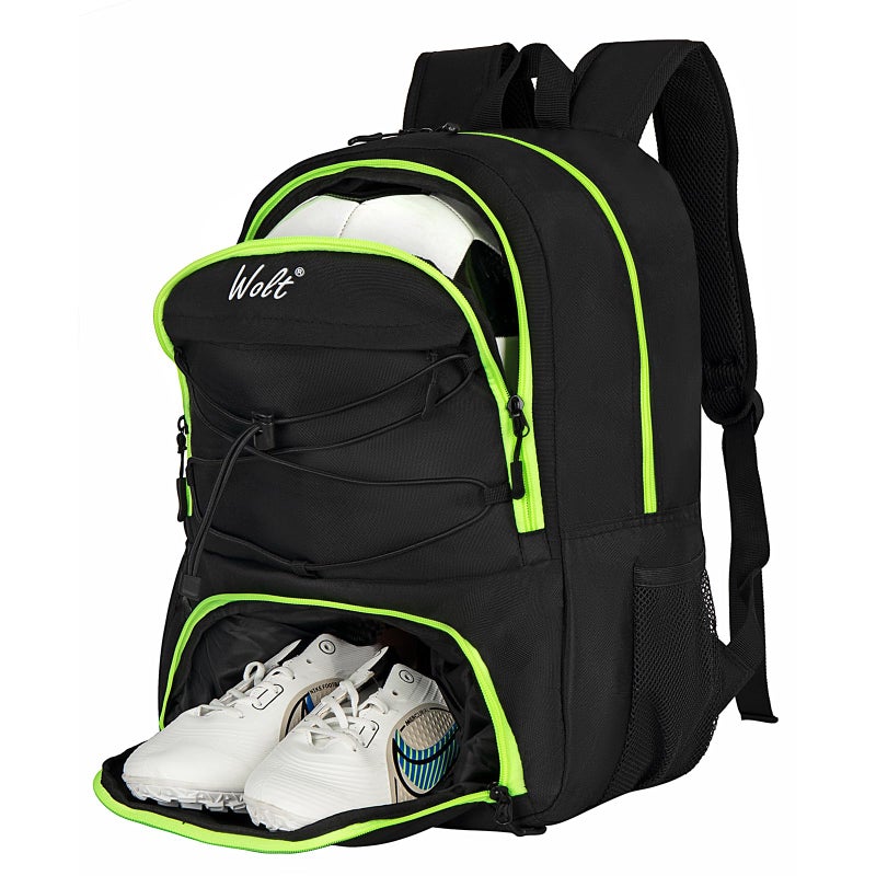 WOLT Soccer Backpack Soccer Bag with Ball Holder Shoes Compartment Sport Equipment Bags For Football Basketball Volleyball Gym LemonGreen - Image 2