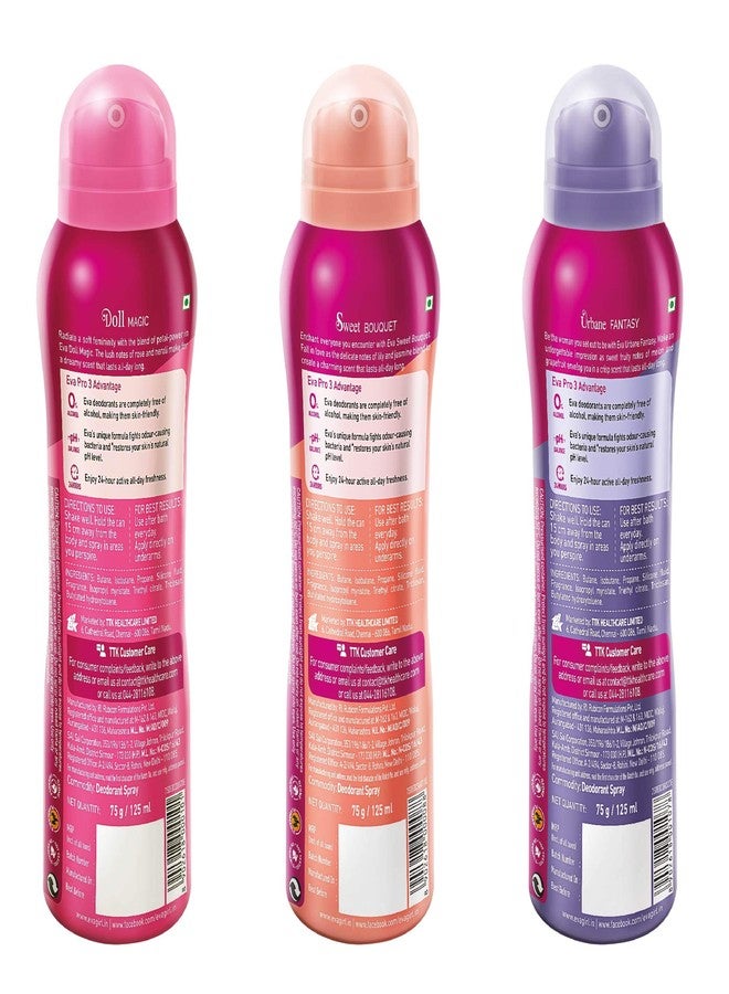 إيفا مجموعة إيفا الزهرية مزيلات عرق لطيفة على البشرة 125 مل (عبوة من 3 قطع) - Image 2