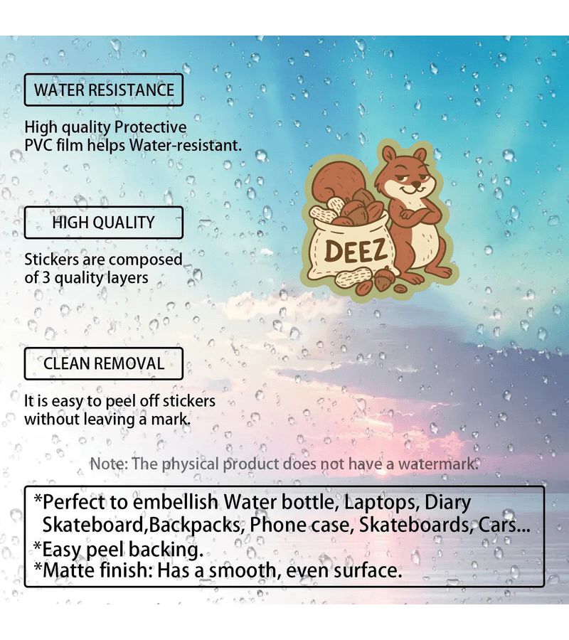 Pvc Funny Squirrel Water Bottle Sticker For Laptop Cute Decal - Image 3