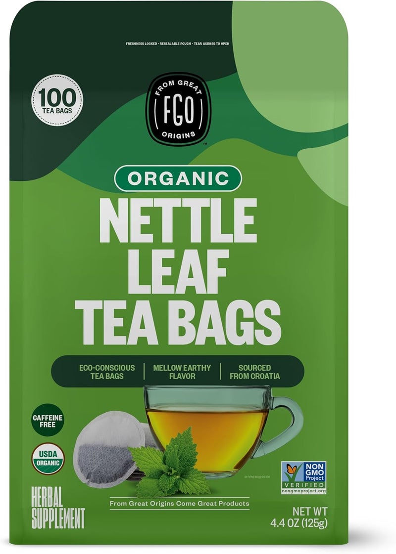 FGO Organic Nettle Leaf Tea Bags - 100 Count Eco-Conscious Kraft Bag from Croatia - Image 1