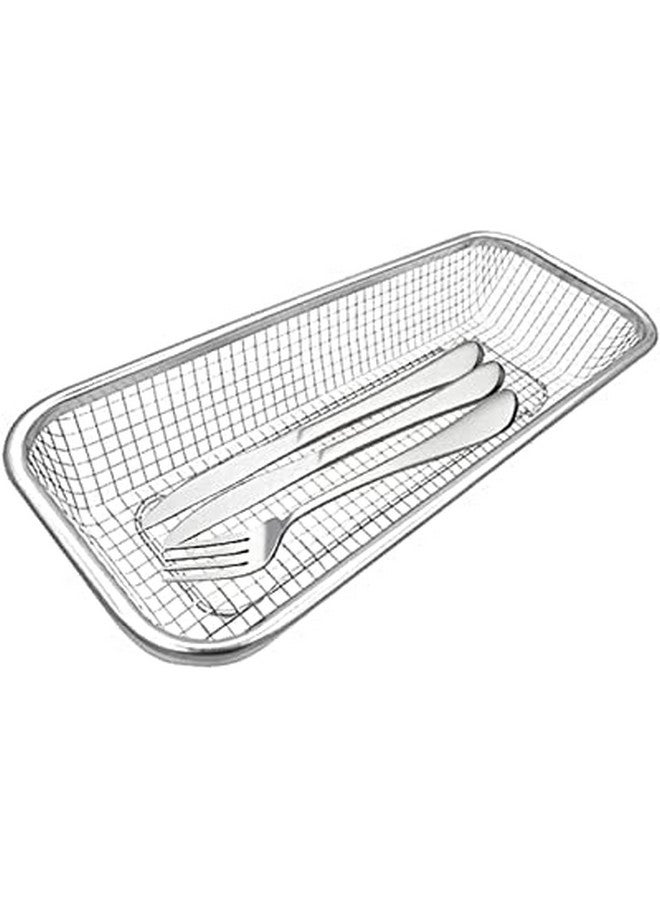 SWOPPLY Stainless Steel Rectangle Drain Basket,Spoon Holder Dish Drainer For Kitchen Drying Stand Bartan Over Sink Counter Dish Rack Bartan Over Sink Counter (Drain Basket 30 * 13 * 5), 10X15X5 Cm - Image 1