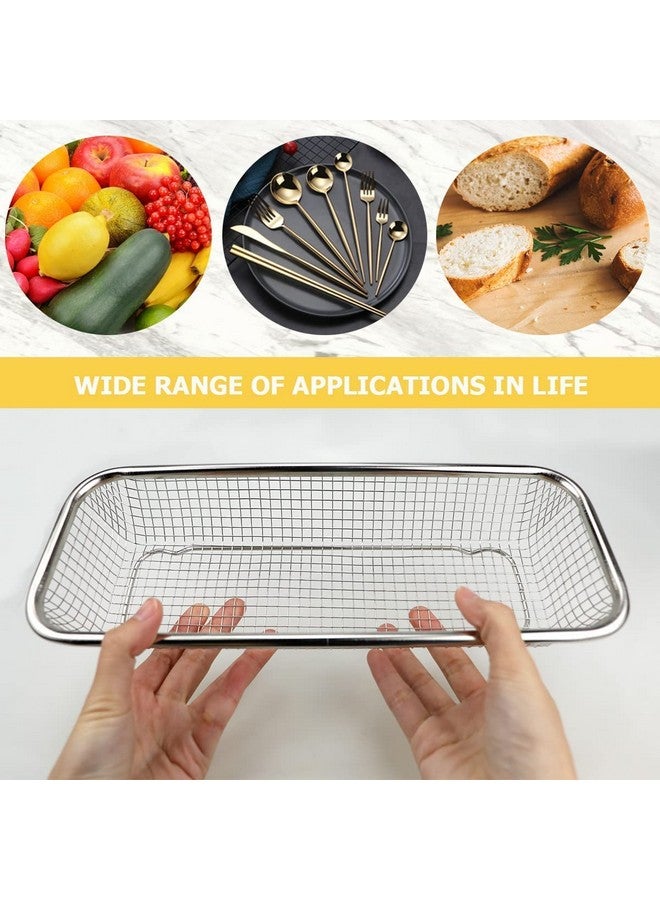 SWOPPLY Stainless Steel Rectangle Drain Basket,Spoon Holder Dish Drainer For Kitchen Drying Stand Bartan Over Sink Counter Dish Rack Bartan Over Sink Counter (Drain Basket 30 * 13 * 5), 10X15X5 Cm - Image 2